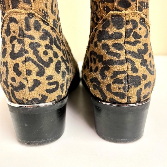 Marc Fisher Missir Women's Shoes Brown Leather Leopard Print Chelsea Boots 7.5M - Picture 6 of 9